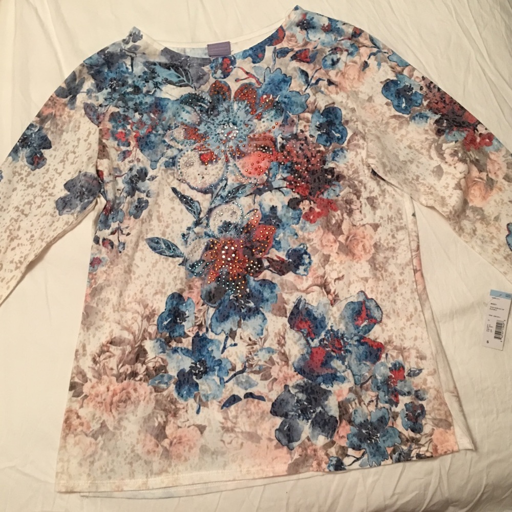BEAUTIFUL 3/4 Sleeve Top, Roomy Size Small
